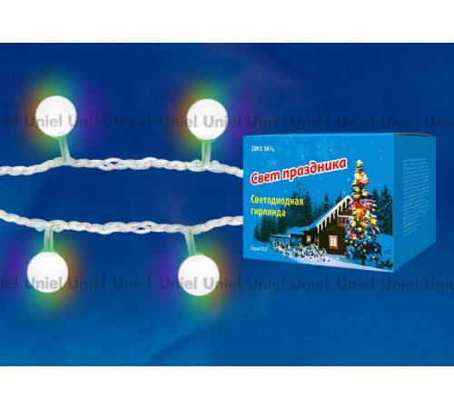 Гирлянда светодиодная  "Радуга"  ULD-S0700-050/DTA RGB IP20 RAINBOW  50 диодов, 7 м, RGB, IP20, шнур прозр.  09581  Uniel