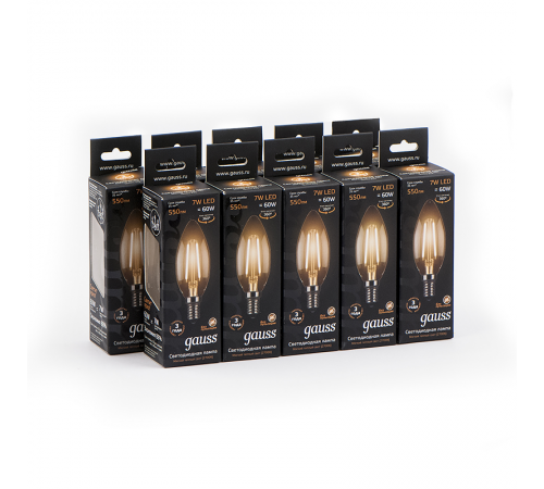 Лампа светодиодная LED 7Вт E14 220В 2700К свеча  103801107  Gauss