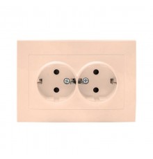 Валенсия розетка 2-местная с/з 16А кремовая с защ. штор. EKF PROxima   EWR16-128-20   EKF