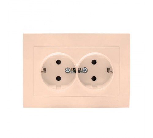 Валенсия розетка 2-местная с/з 16А кремовая с защ. штор. EKF PROxima   EWR16-128-20   EKF