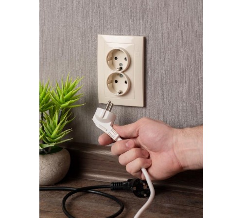 Валенсия розетка 2-местная с/з 16А кремовая с защ. штор. EKF PROxima   EWR16-128-20   EKF