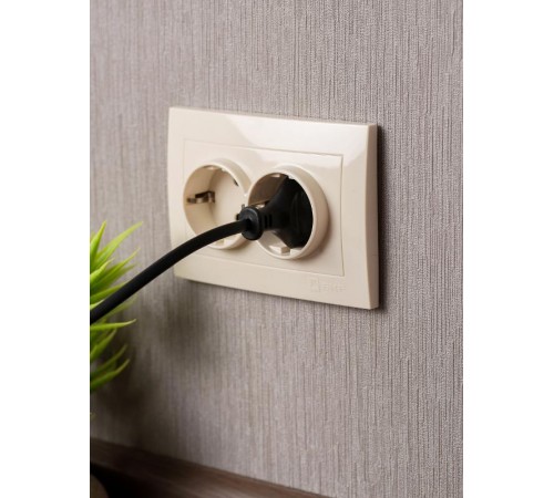 Валенсия розетка 2-местная с/з 16А кремовая с защ. штор. EKF PROxima   EWR16-128-20   EKF