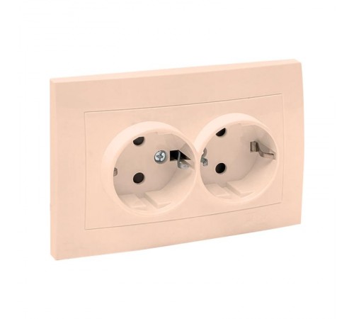 Валенсия розетка 2-местная с/з 16А кремовая с защ. штор. EKF PROxima   EWR16-128-20   EKF