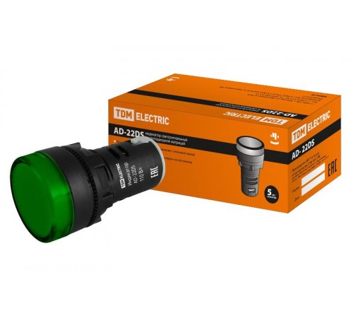 Лампа AD-22DS(LED)матрица d22мм зеленый 110В AC/DC   SQ0702-0031  TDM