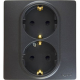 Etika Антрацит Розетка 2-ая с заземлением со шторками, автозажимные клеммы  672633  Legrand