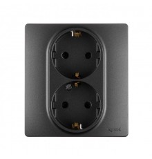 Etika Антрацит Розетка 2-ая с заземлением со шторками, автозажимные клеммы  672633  Legrand