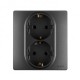 Etika Антрацит Розетка 2-ая с заземлением со шторками, автозажимные клеммы  672633  Legrand
