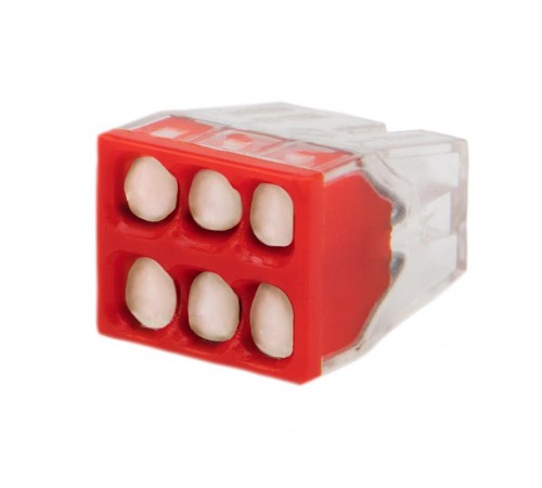 Экспресс-клемма с пастой СМК 2273-246, 6-проводная 0.5-2.5 мм, прозрачная (100 шт./уп.)  07-3210  REXANT