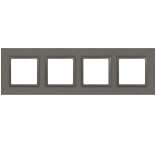 Рамка для розеток и выключателей Elegance 14-5204-16 на 4 поста, металл, титан  Б0065845  ЭРА