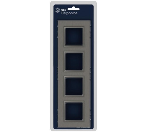 Рамка для розеток и выключателей Elegance 14-5204-16 на 4 поста, металл, титан  Б0065845  ЭРА