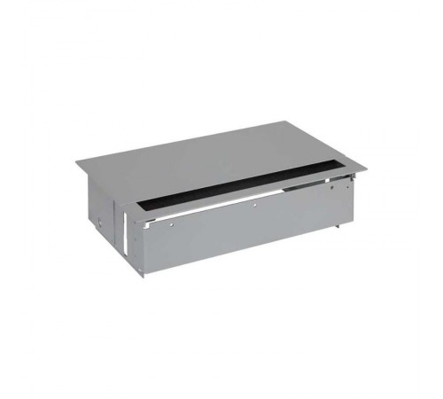 Simon S400 Врезной розеточный блок с крышкой, ввод щетка, 4x2P+E, 1 пустое отверстие, алюминий, Simon 400  44504000-133  Simon