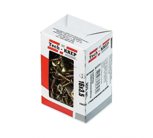 Саморезы универсальные 16х3,5 мм (200 шт) желтые - коробка с окном ( 0,158 кг)  102231  Tech-KREP