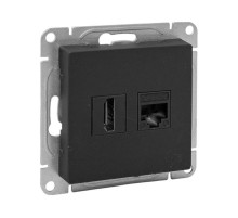 Механизм розетки HDMI+RJ45 (cat5), чёрный Эпика EKF  UP1-SOB-HDMI+RJ45  EKF