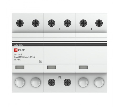 Устройство защиты от импульсных перенапряжений Тип 1 Iimp 25kA (10/350s) 3P EKFspd-t1-25-3pEKF