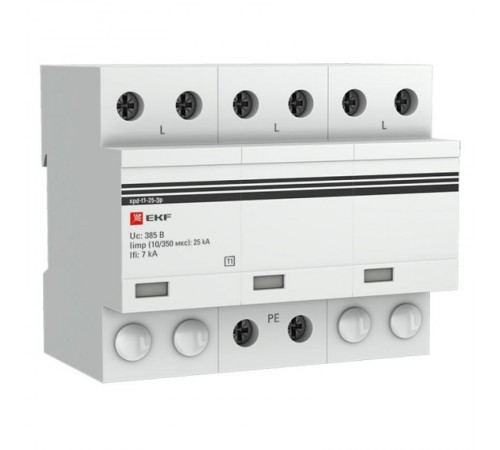 Устройство защиты от импульсных перенапряжений Тип 1 Iimp 25kA (10/350s) 3P EKFspd-t1-25-3pEKF