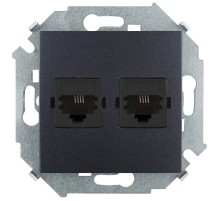 Simon 15 Графит Розетка телефонная двойная RJ11, винт. зажим  1591589-038  Simon