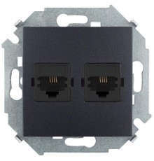 Simon 15 Графит Розетка телефонная двойная RJ11, винт. зажим  1591589-038  Simon