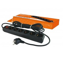 Сетевой фильтр СФ-06В выключатель, 6 гнезд 1,5метра, с заземлением, ПВС  3х1мм2 16А/250В   SQ1304-0011  TDM