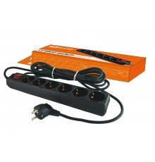 Сетевой фильтр СФ-06В выключатель, 6 гнезд 1,5метра, с заземлением, ПВС  3х1мм2 16А/250В   SQ1304-0011  TDM