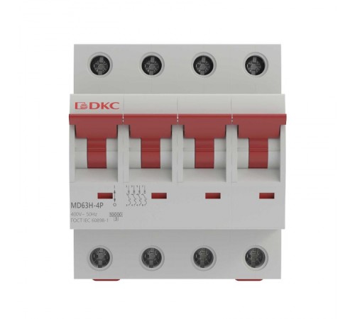 Автоматический выключатель модульный YON max типа MD63H, 10кА, 4 полюса, хар-ка D, 16А  MD63H-4PD16  DKC