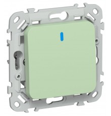 FLITE Выключатель 1-клавишный кнопочный с индикацией 10А ВС11-2-1-ФлФ фисташковый  FI-V14-1-10-1-K93  IEK