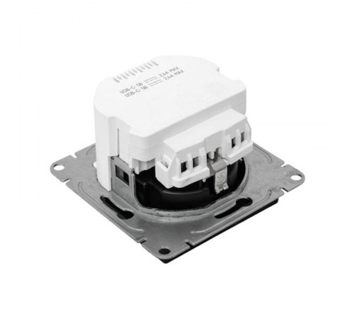 Механизм розетки с USB-C - 2шт, 16А, с заземлением, со шторками, чёрный Эпика EKF  UP1-SOB-111-2USBC  EKF