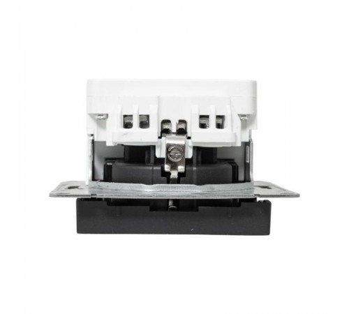 Механизм розетки с USB-C - 2шт, 16А, с заземлением, со шторками, чёрный Эпика EKF  UP1-SOB-111-2USBC  EKF