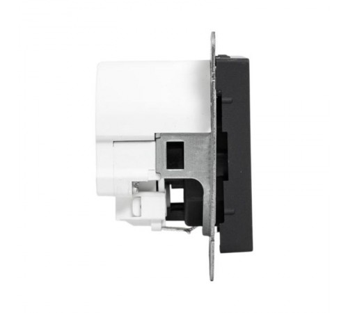 Механизм розетки с USB-C - 2шт, 16А, с заземлением, со шторками, чёрный Эпика EKF  UP1-SOB-111-2USBC  EKF