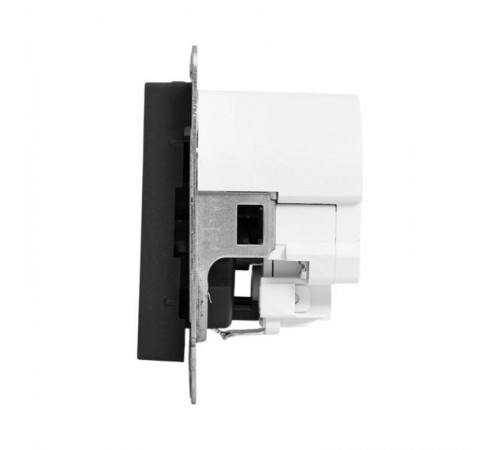 Механизм розетки с USB-C - 2шт, 16А, с заземлением, со шторками, чёрный Эпика EKF  UP1-SOB-111-2USBC  EKF