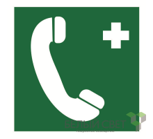 Знак безопасности BL-2020B.EC06"Тел.связи с мед. пунктом (скорой мед. помощью)"  a21335  Белый свет