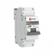 Выключатель автоматический однополюсный 1P 80А (C) 10kA ВА 47-100M с электромагнитным расцепителем PROxima  mcb47100m-1-80C-pro  EKF