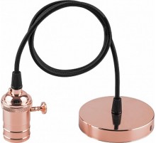 Патрон для ламп LH129 230V E27 алюминиевый патрон 67х40x68мм, длина провода 1м, основание d.95*17мм, медь С ВЫКЛ  22367  FERON