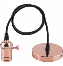 Патрон для ламп LH129 230V E27 алюминиевый патрон 67х40x68мм, длина провода 1м, основание d.95*17мм, медь С ВЫКЛ  22367  FERON