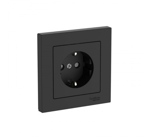 AtlasDesign Карбон Розетка с заземлением со шторками, 16А, (в сборе с рамкой), быстрозажимные клеммы  ATN001044S  SE