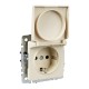 BRITE Розетка с заземлением со шторками с крышкой 16А IP20 РСбш10-3-БрКр бежевый   BR-R16-16-K10  IEK