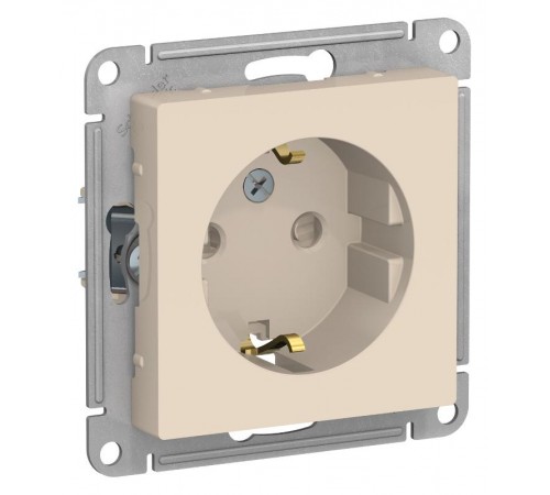 AtlasDesign Бежевый Розетка с заземлением со шторками, 16А, механизм  ATN000245  SE