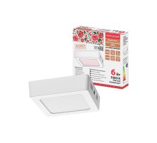 Светильник светодиодный накладной "Даунлайт НАРОДНЫЙ" квадрат СПО (белый) алюминий 6Вт 3000К  SQ0329-4200  TDM