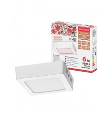 Светильник светодиодный накладной "Даунлайт НАРОДНЫЙ" квадрат СПО (белый) алюминий 6Вт 3000К  SQ0329-4200  TDM