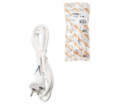 Шнур сетевой с вилкой ПВС 2x0,75мм2 5м б/з белый  SQ1305-0073  TDM