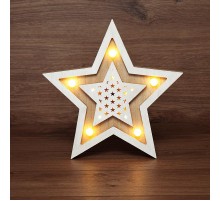 Деревянная фигура с подсветкой "Звезда двойная" 30х4х30 см  504-027  NEON-NIGHT