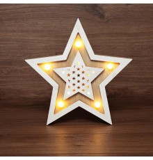 Деревянная фигура с подсветкой "Звезда двойная" 30х4х30 см  504-027  NEON-NIGHT