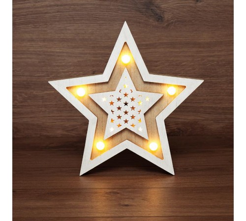 Деревянная фигура с подсветкой "Звезда двойная" 30х4х30 см  504-027  NEON-NIGHT