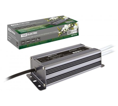 Блок питания 100Вт-12В-IP67 для светодиодных лент и модулей DC 12В, металл  SQ0331-0139  TDM