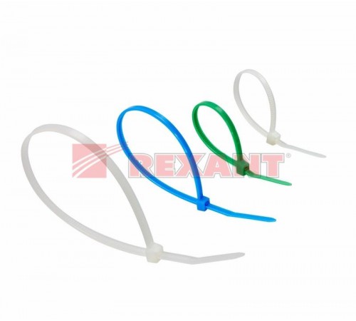 Набор хомутов-стяжек нейлоновых 100, 150, 200 мм, цветные, НХ-1, тубус 200 шт.  07-7201  REXANT