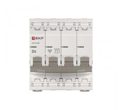 Выключатель автоматический четырёхполюсный 4А (D) 6кА ВА 47-63N PROxima M636404D  EKF