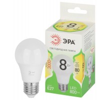 Лампа светодиодная  GREEN LINE LED A60-8W-830-E27 GL E27 8 Вт теплый свет  Б0067105  ЭРА