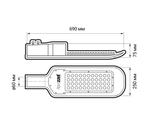 Светильник светодиодный консольный уличный ДКУ PSL 02 150Вт 5000K IP65 GR AC85-265V (3г.гар) Jazzway  5015845  Jazzway