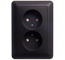 W59 Черный бархат Розетка 2-ая без заземления (в сборе)  RS16-254-68  SE