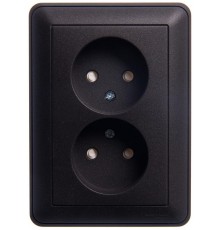 W59 Черный бархат Розетка 2-ая без заземления (в сборе)  RS16-254-68  SE