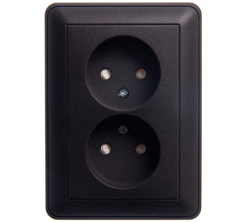 W59 Черный бархат Розетка 2-ая без заземления (в сборе)  RS16-254-68  SE